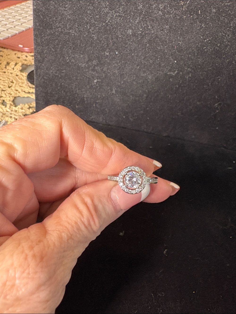 Sterling Silver Halo CZ Engagement Ring in Silver